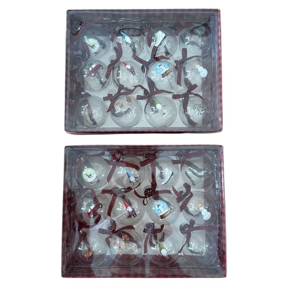 Rae Dunn Hand Painted Glass Christmas Ornaments Set of 2, 24 Total - Picture 1 of 5